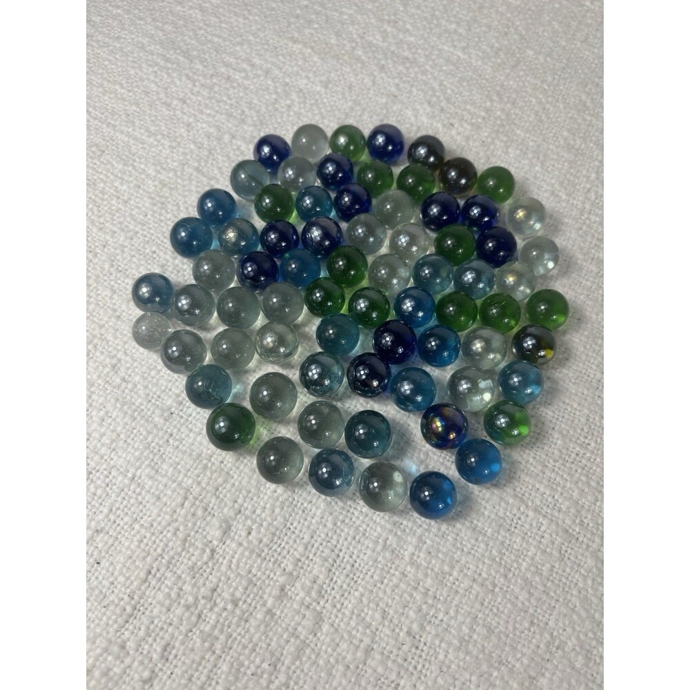 Lot of 73 Marbles‎ Clear Glass Translucent Mixed Colors Vintage